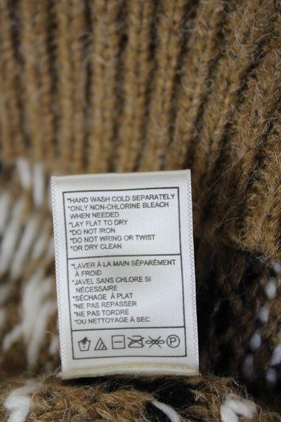 BB Dakota Womens Cardigan Sweater Brown Aztec V Neck Button Long Sleeve Size XS