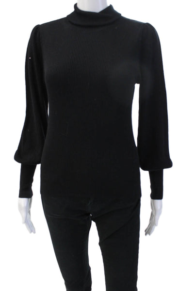 J Crew Women Pullover Merino Wool Mock Neck Black Sweater Size 2XS