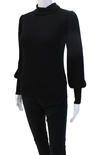 J Crew Women Pullover Merino Wool Mock Neck Black Sweater Size 2XS