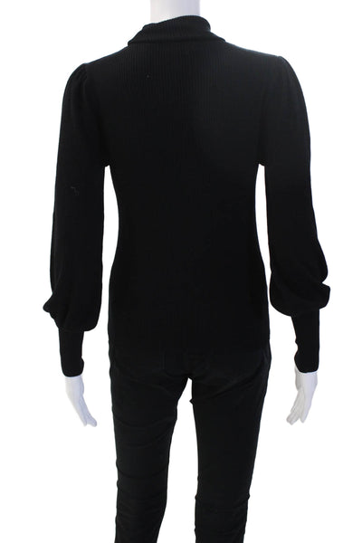 J Crew Women Pullover Merino Wool Mock Neck Black Sweater Size 2XS