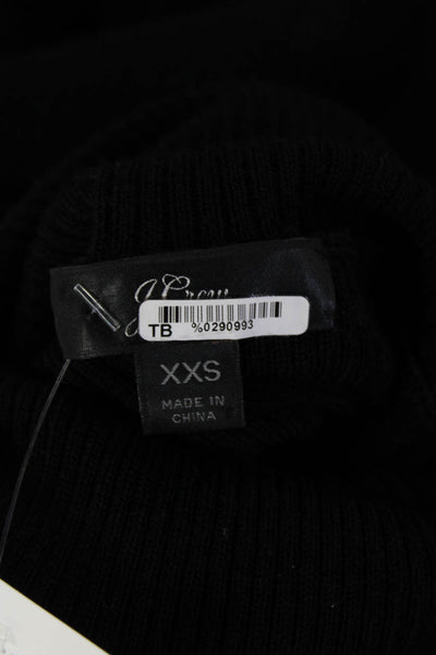 J Crew Women Pullover Merino Wool Mock Neck Black Sweater Size 2XS