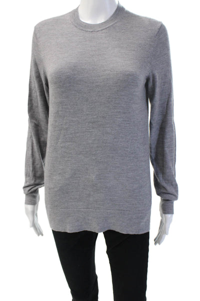 Theory Women Gray 100% Wool Pullover Sweater Crew Neck Long Sleeve Size S