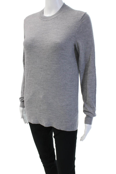Theory Women Gray 100% Wool Pullover Sweater Crew Neck Long Sleeve Size S