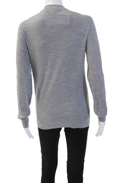 Theory Women Gray 100% Wool Pullover Sweater Crew Neck Long Sleeve Size S