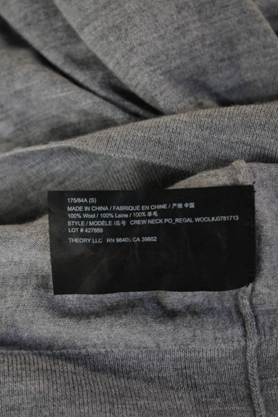 Theory Women Gray 100% Wool Pullover Sweater Crew Neck Long Sleeve Size S