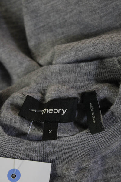 Theory Women Gray 100% Wool Pullover Sweater Crew Neck Long Sleeve Size S