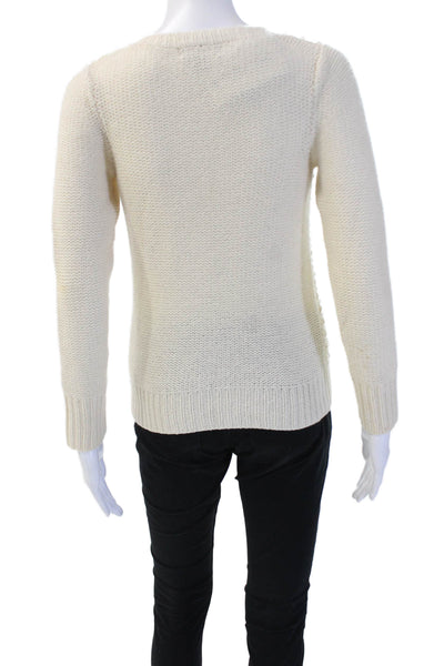 J Crew Women Beige Wool Crew Neck Pullover Sweater Long Sleeve Size XS