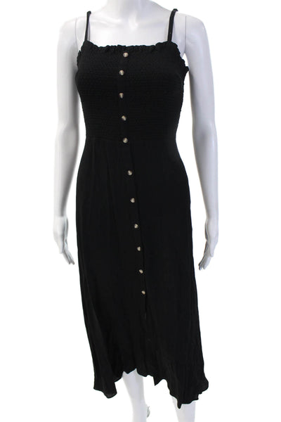 Whistles Womens Sundress Black Viscose Button Midi Boho Size 2