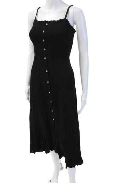 Whistles Womens Sundress Black Viscose Button Midi Boho Size 2