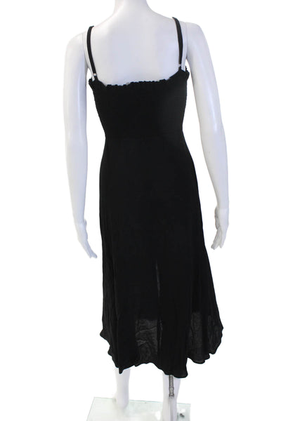 Whistles Womens Sundress Black Viscose Button Midi Boho Size 2