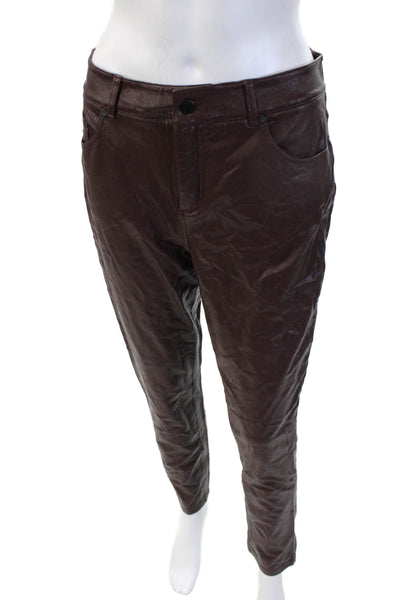 Commando Womens Ankle Cropped Biker Pants Brown Button Closure Size M