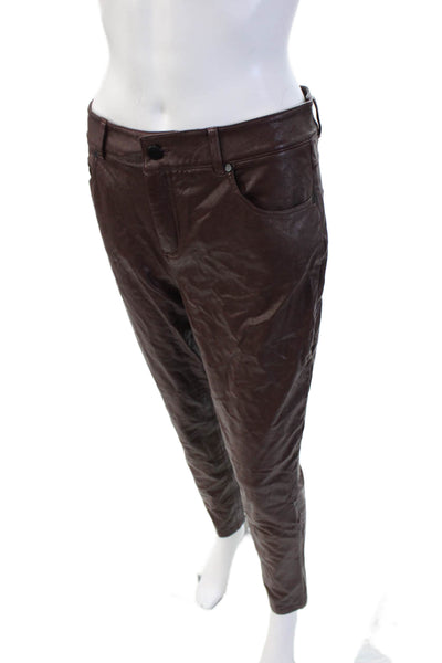 Commando Womens Ankle Cropped Biker Pants Brown Button Closure Size M