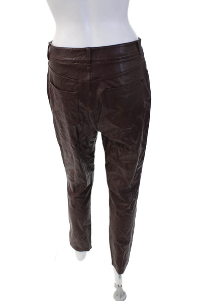 Commando Womens Ankle Cropped Biker Pants Brown Button Closure Size M