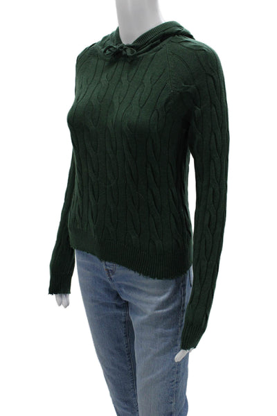 Blue & Cream Womens Green Pullover Hoodie Cotton Drawstring Long Sleeve Size XS