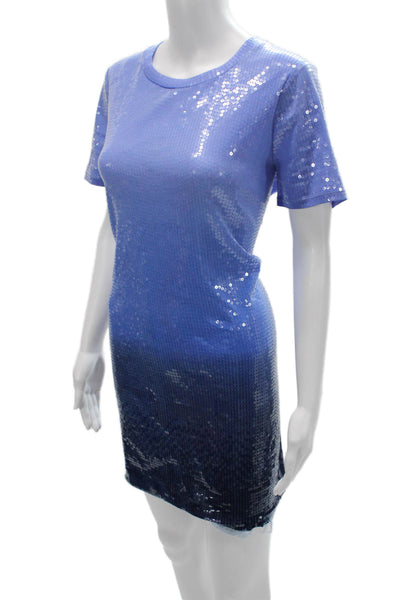 Michael Michael Kors Women T-Shirt Dress Blue Short Sleeve Crew Neck Size L