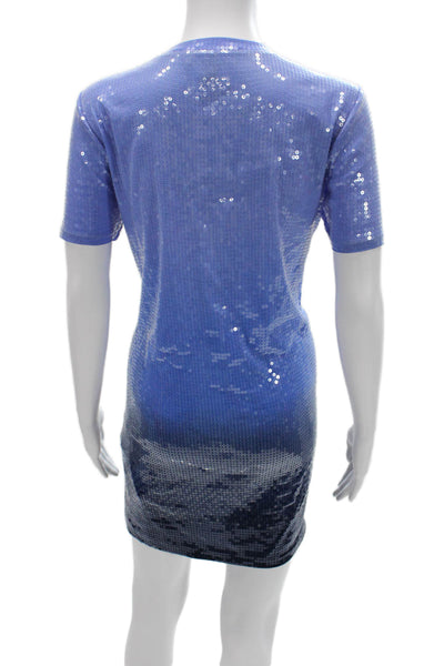 Michael Michael Kors Women T-Shirt Dress Blue Short Sleeve Crew Neck Size L