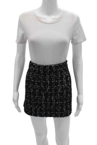 Alice + Olivia Womens Mini Pencil Skirt Black Check Size 14