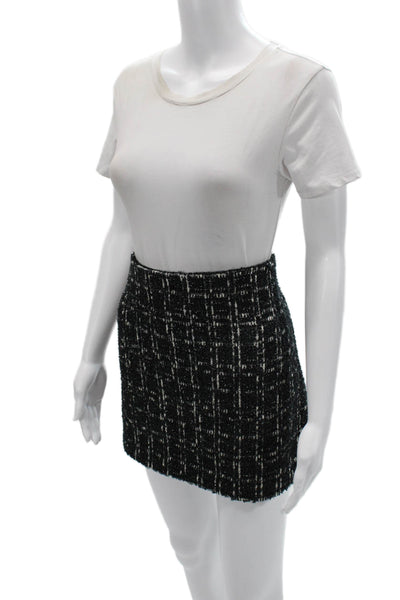 Alice + Olivia Womens Mini Pencil Skirt Black Check Size 14