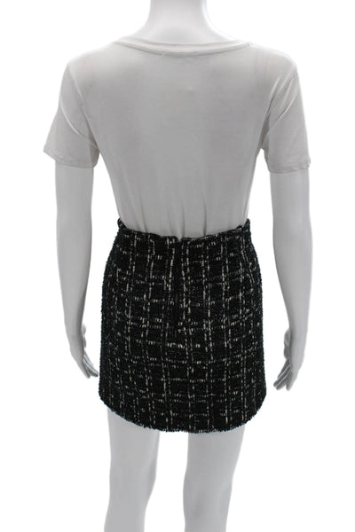 Alice + Olivia Womens Mini Pencil Skirt Black Check Size 14