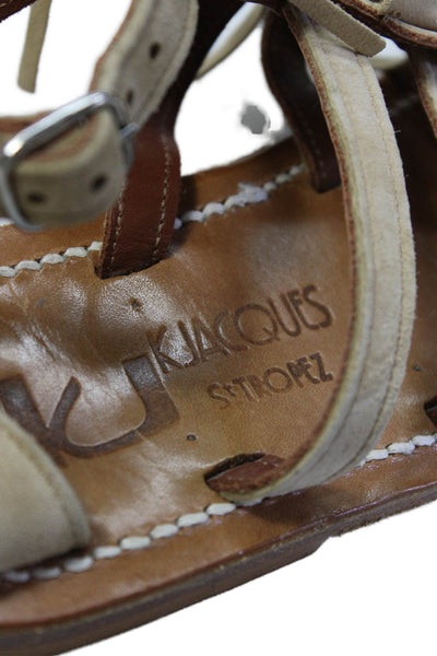 K. Jacques Womens Suede Fringe Slingbacks Sandals Beige Size 36 6