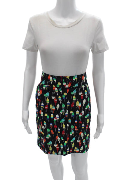 Talbots Women Straight Pencil Black Graphic Print Cotton Spandex Skirt Size 8