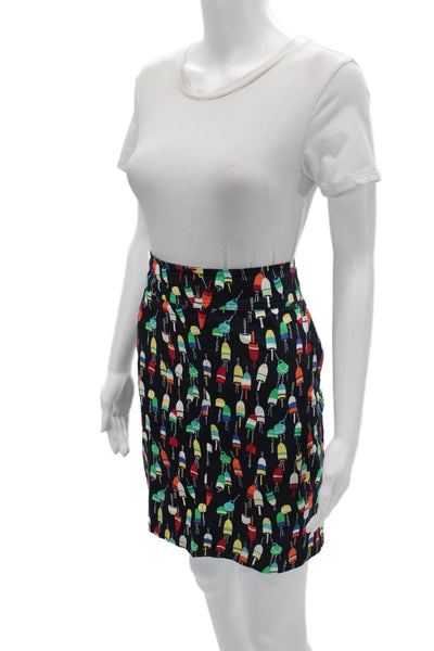 Talbots Women Straight Pencil Black Graphic Print Cotton Spandex Skirt Size 8