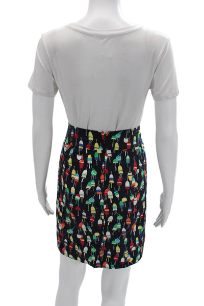 Talbots Women Straight Pencil Black Graphic Print Cotton Spandex Skirt Size 8