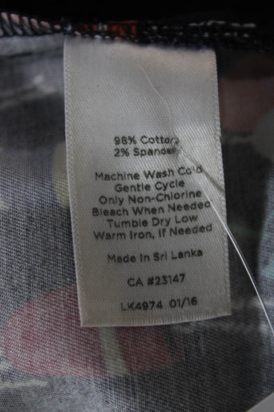 Talbots Women Straight Pencil Black Graphic Print Cotton Spandex Skirt Size 8