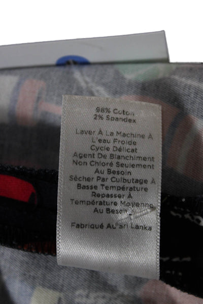 Talbots Women Straight Pencil Black Graphic Print Cotton Spandex Skirt Size 8