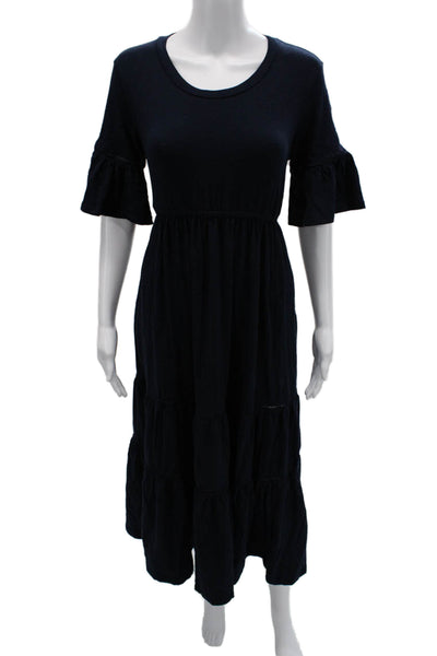 Sundry Womens Maxi Sundress Dark Blue Cotton 3/4 Sleeve Full Length Size 2