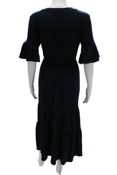 Sundry Womens Maxi Sundress Dark Blue Cotton 3/4 Sleeve Full Length Size 2