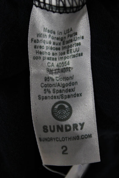 Sundry Womens Maxi Sundress Dark Blue Cotton 3/4 Sleeve Full Length Size 2