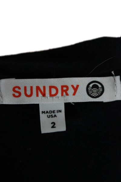 Sundry Womens Maxi Sundress Dark Blue Cotton 3/4 Sleeve Full Length Size 2