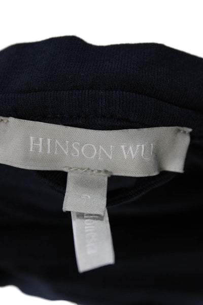 Hinson Wu Womens Dark Blue V-Neck Shirt Dress 3/4 Sleeve Full-Length Size S