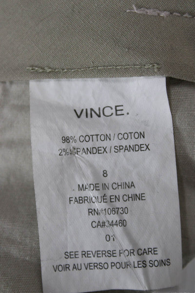 Vince Womens Cropped Chino Pants Beige Button Size 8