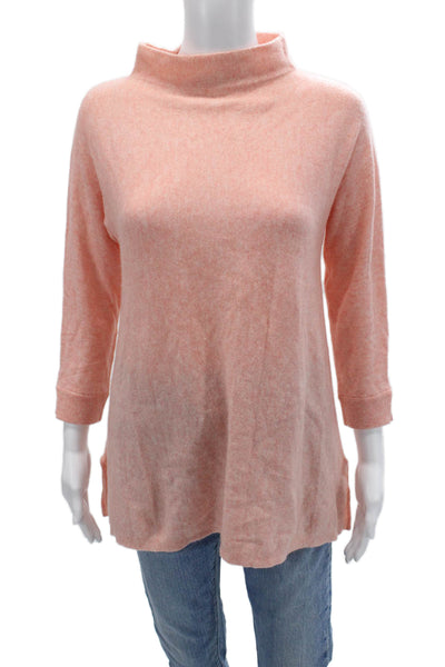 Kinross Cashmere Womens Pink Mock Neck Pullover Sweater 3/4 Sleeve Size S