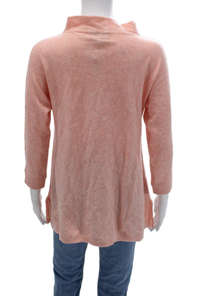 Kinross Cashmere Womens Pink Mock Neck Pullover Sweater 3/4 Sleeve Size S