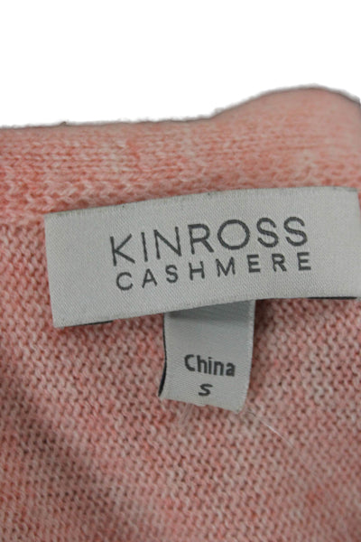 Kinross Cashmere Womens Pink Mock Neck Pullover Sweater 3/4 Sleeve Size S