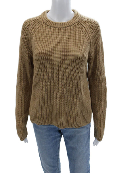 Quince Unisex Pullover Sweater Brown Organic Cotton Crewneck Long Sleeve Size S