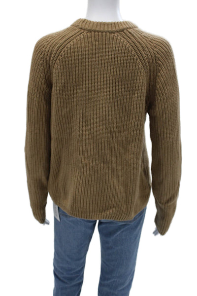 Quince Unisex Pullover Sweater Brown Organic Cotton Crewneck Long Sleeve Size S