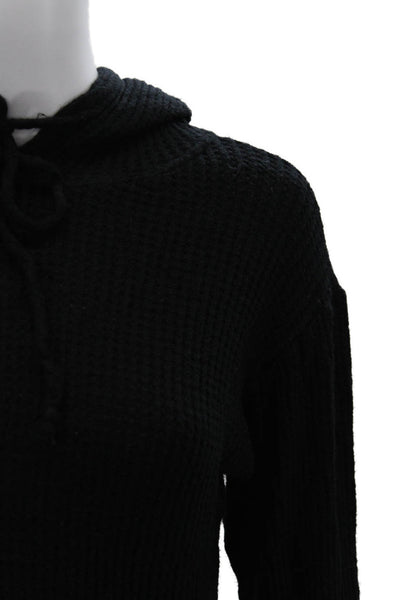 Bleusalt Women Pullover Hoodie Black Drawstring Modal Spandex Long Sleeve Size 1