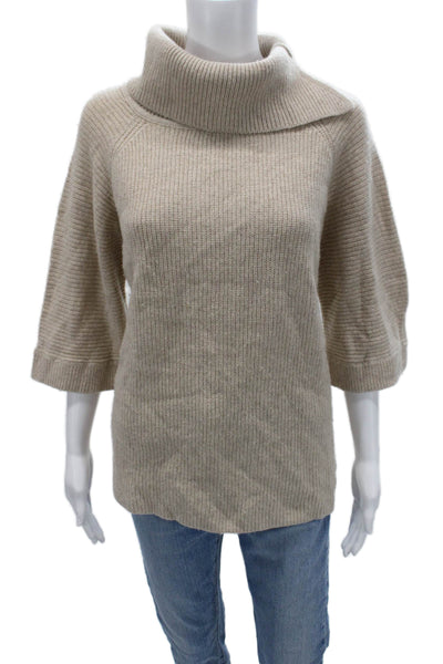 Joules Women Beige Animal Turtleneck Pullover Sweater Size 8