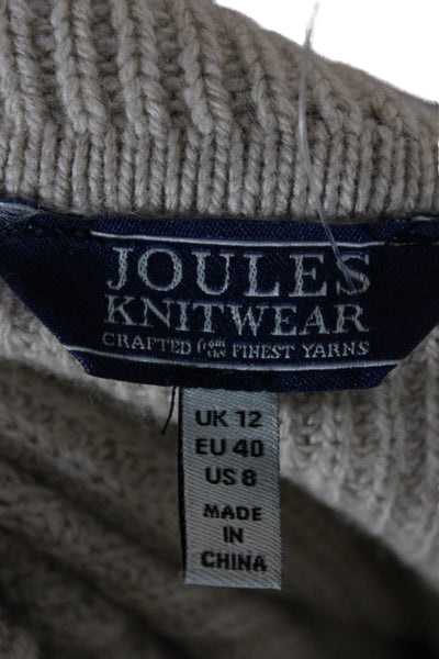 Joules Women Beige Animal Turtleneck Pullover Sweater Size 8