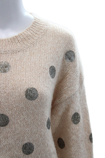 Essentiel Antwerp Unisex Pullover Sweater Beige Polka Dot Size XS