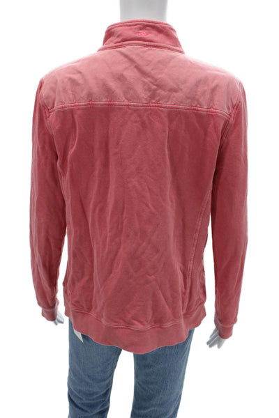Vineyard Vines Women Pullover Sweatshirt Pink Zip Mockneck Cotton Size M