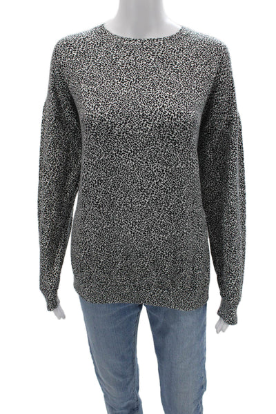Athleta Womens Pullover Sweater Leopard Print Black Crewneck Long Sleeve Size S