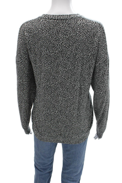 Athleta Womens Pullover Sweater Leopard Print Black Crewneck Long Sleeve Size S