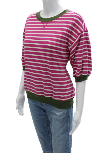 Pilcro Anthropologie Women Pullover Striped Green 3/4 Sleeve Size 2XS