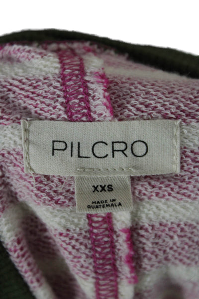 Pilcro Anthropologie Women Pullover Striped Green 3/4 Sleeve Size 2XS