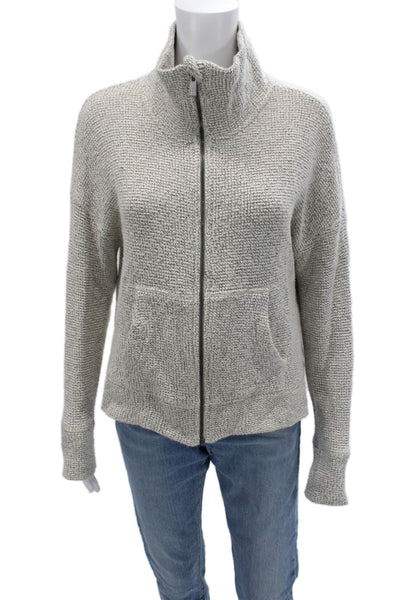 Sweaty Betty Unisex Gray Full Zip Sweater High Neck Long Sleeve Size M